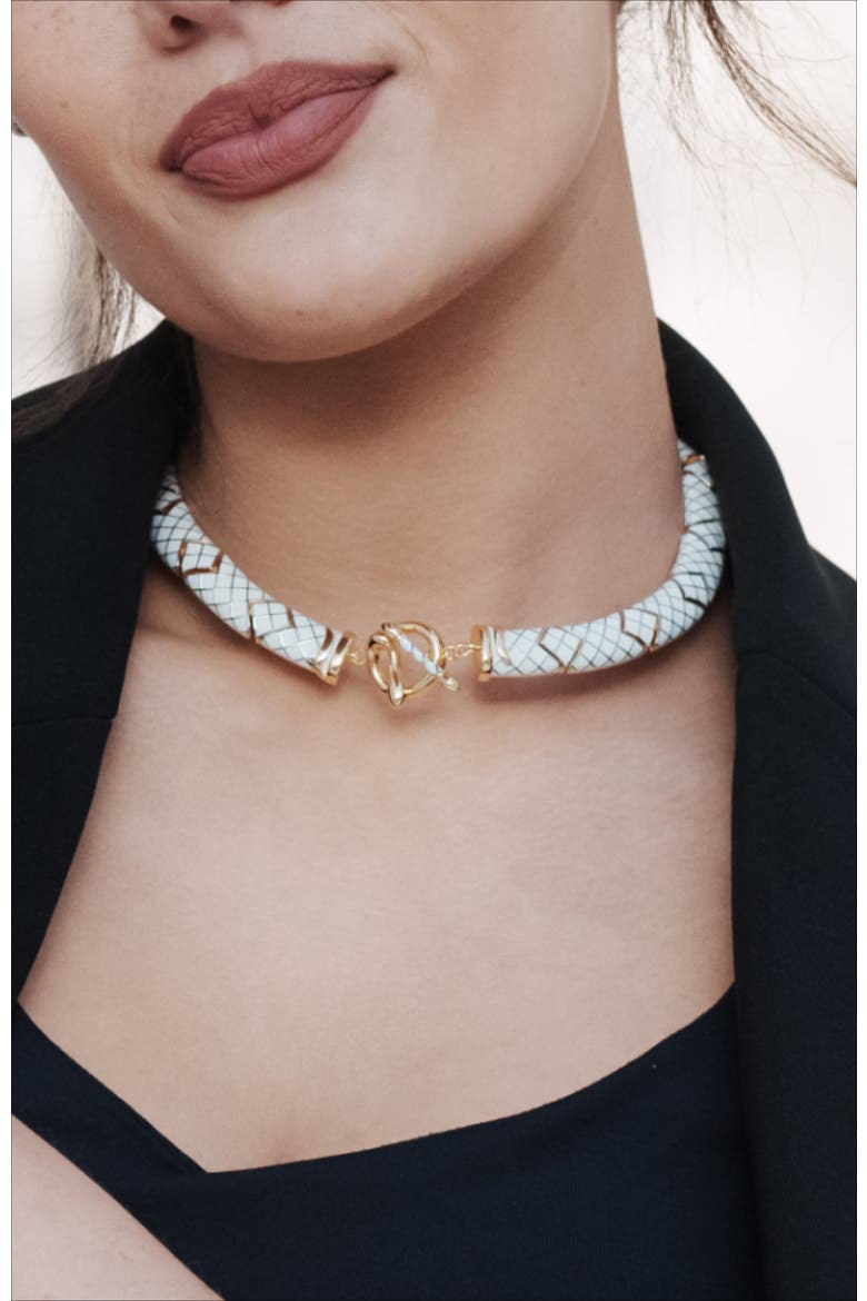 Uraeus Necklace, Alternate, color, White & Gold