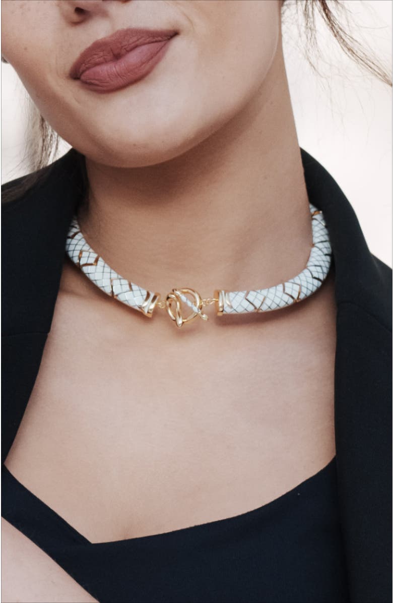 RC RETRO CHIC Uraeus Necklace, Alternate, color, White & Gold