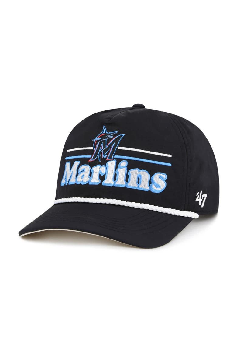 Men's '47 Black Miami Marlins Campscape Hitch Adjustable Hat, Main, color, Black
