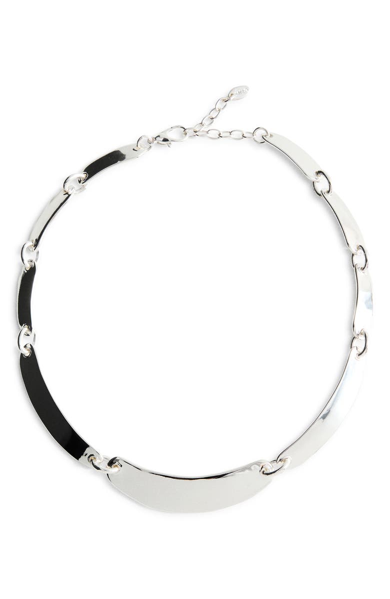 MANGO Linked Plate Necklace, Main, color, Silver