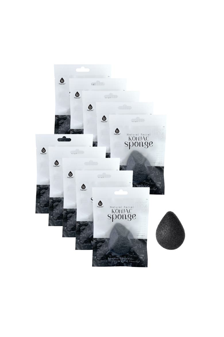 Natural Wood Charcoal Konjac Sponge 10-Pack, Alternate, color, Multicolor