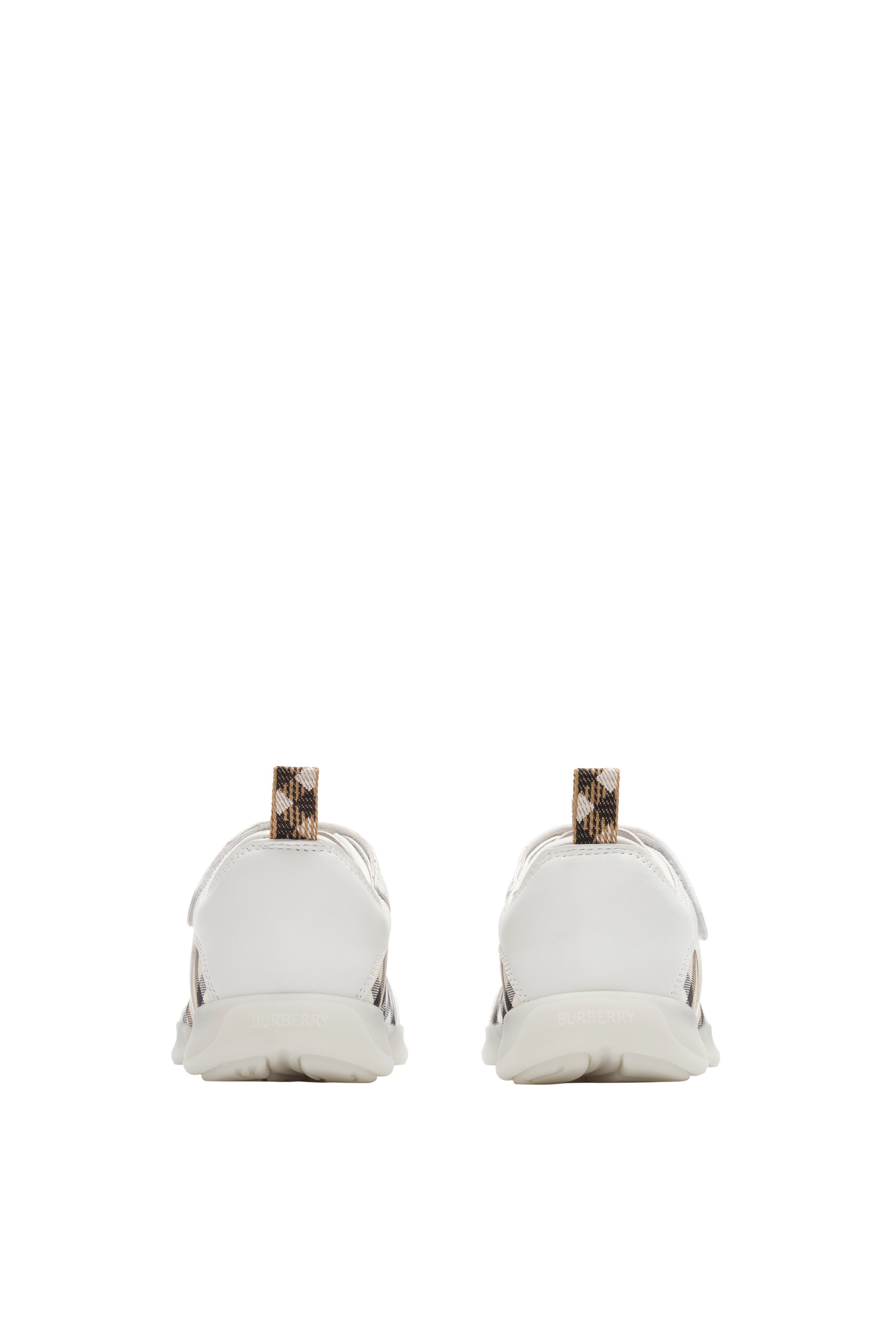 Check and Leather Matrix Sneakers, Alternate, color, Optic white