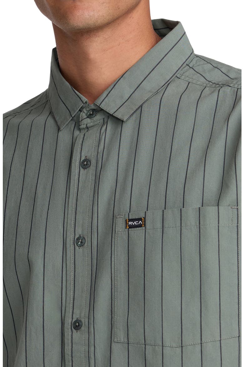 Dayshift Workwear Stripe Short Sleeve Button-Up Shirt, Alternate, color, SAGE LEAF