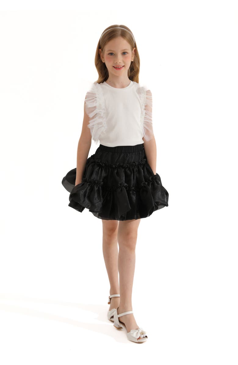 Mimi Tutu Frilled Satin Skort, Alternate, color, Black