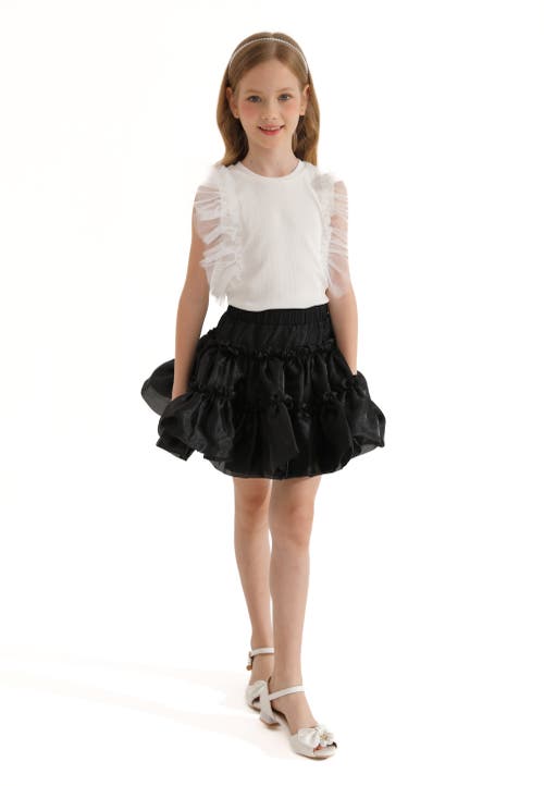 Mimi Tutu Frilled Satin Skort In Black