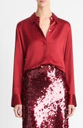 Vince Slim Fit Stretch Silk Button-Up Shirt