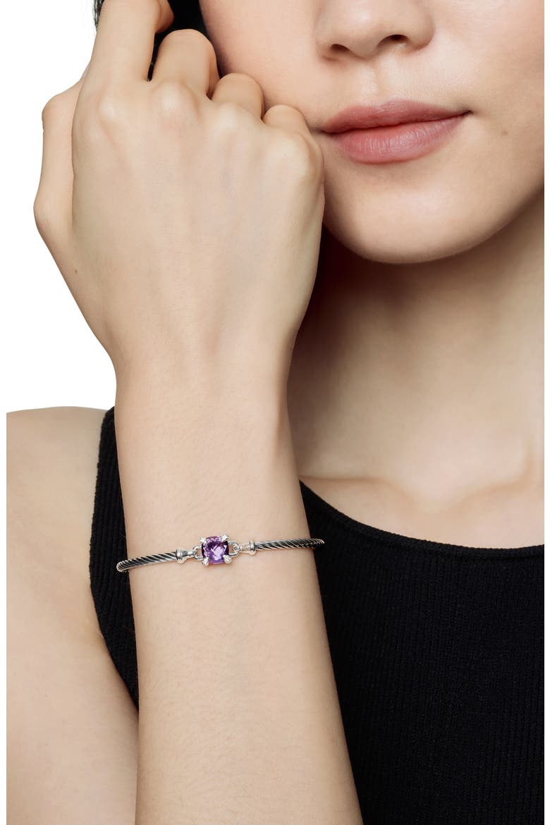 Chatelaine® Bracelet in Sterling Silver with Semiprecious Stones and Diamonds, 3mm, Alternate, color, AMETHYST