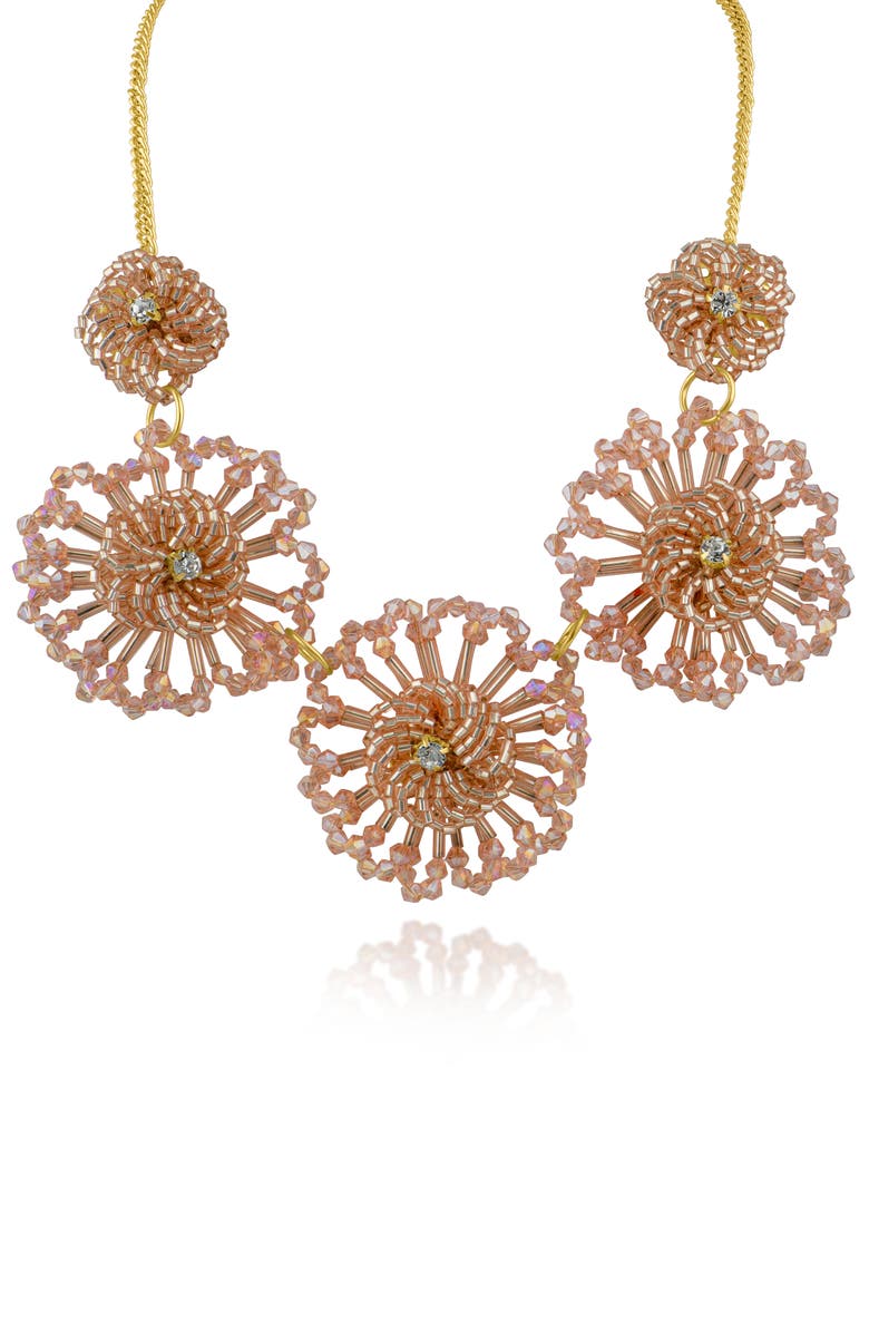 JARDIN Beaded Floral Frontal Necklace, Main, color, Brown/ Gold