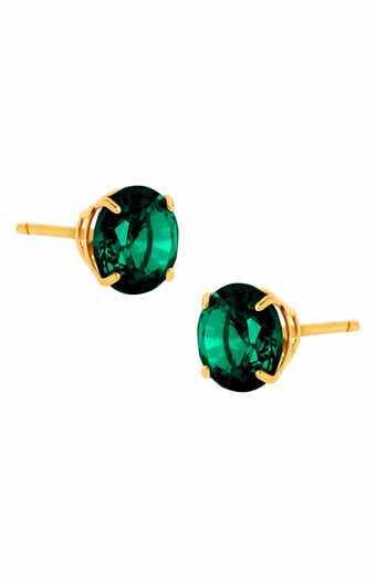 Frankie & Zoe Created Emerald Solitaire Stud Earrings