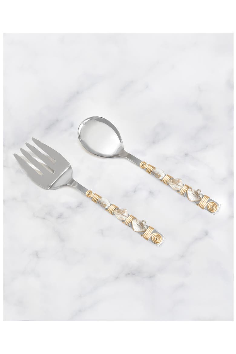 Mother-of-Pearl 2-Piece Salad Serving Set, Alternate, color, IVORY/ GOLD
