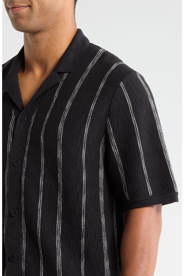 Santa Cruz Stripe Camp Shirt, Alternate, color, BLACK