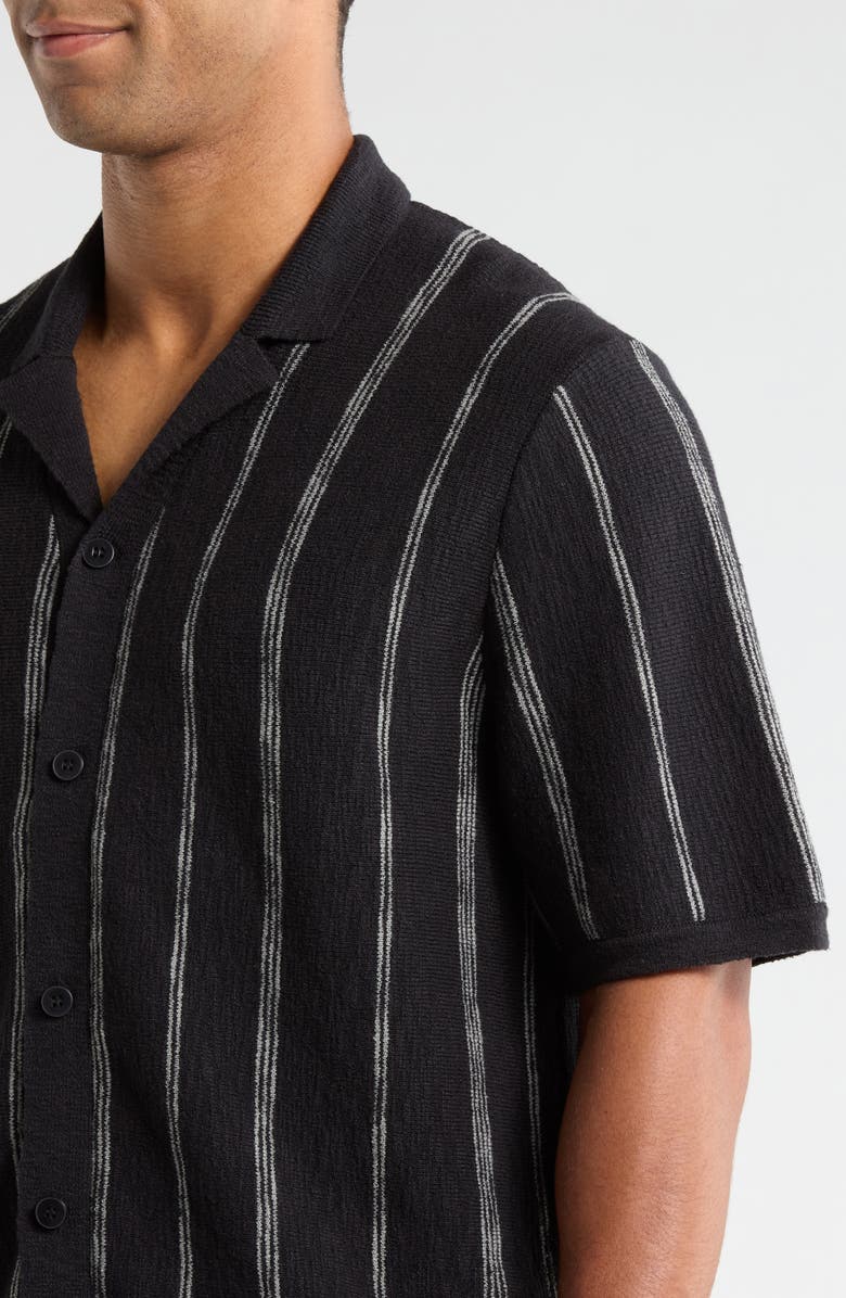 Tommy Bahama Santa Cruz Stripe Camp Shirt, Alternate, color, Black