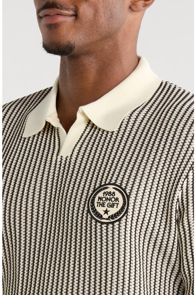 Stripe Knit Polo, Alternate, color, BONE