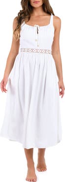 La Blanca Lake Side Tie Neck Midi Cover-Up Dress
