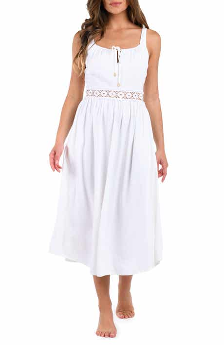 La Blanca Lake Side Tie Neck Midi Cover-Up Dress