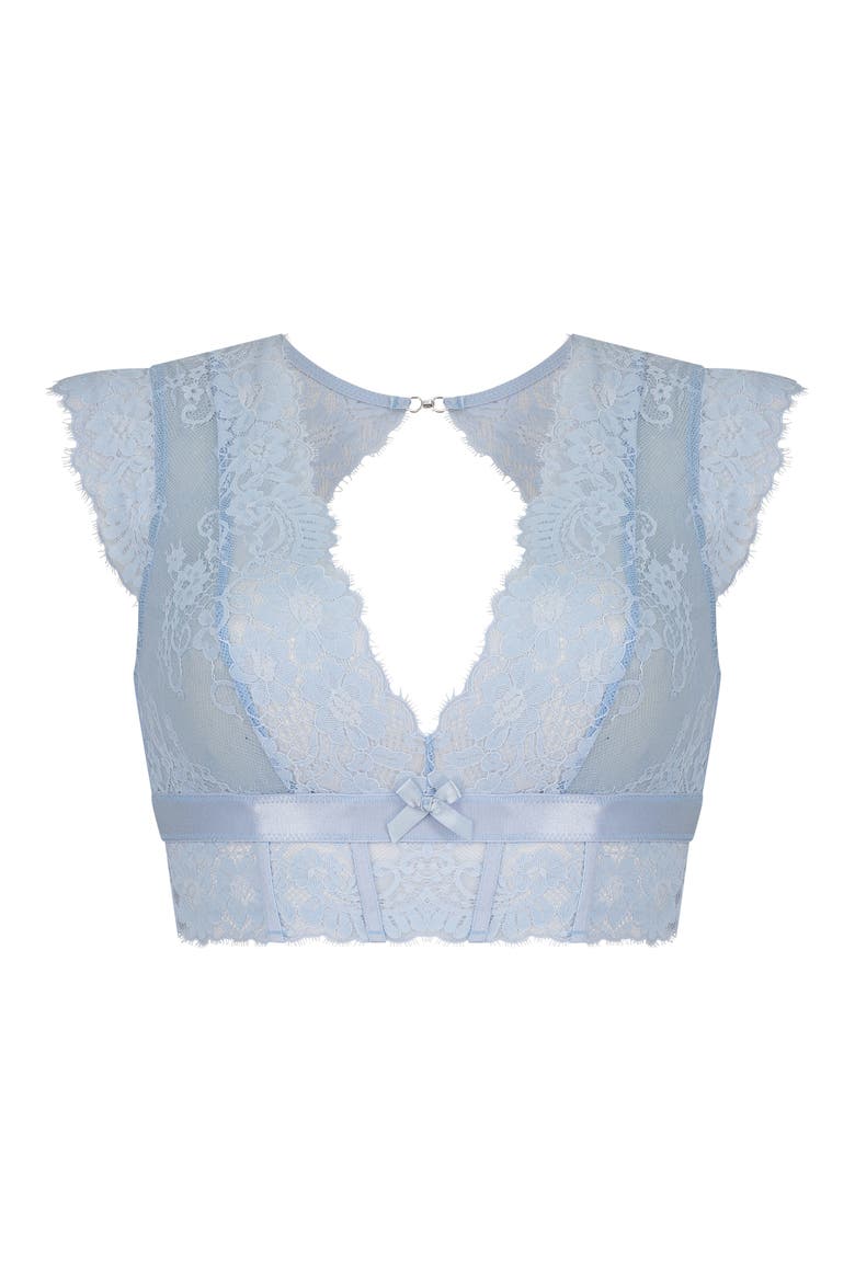 Catrin Cap Sleeve Eyelash Mesh Bralette, Main, color, KENTUCKY BLUE