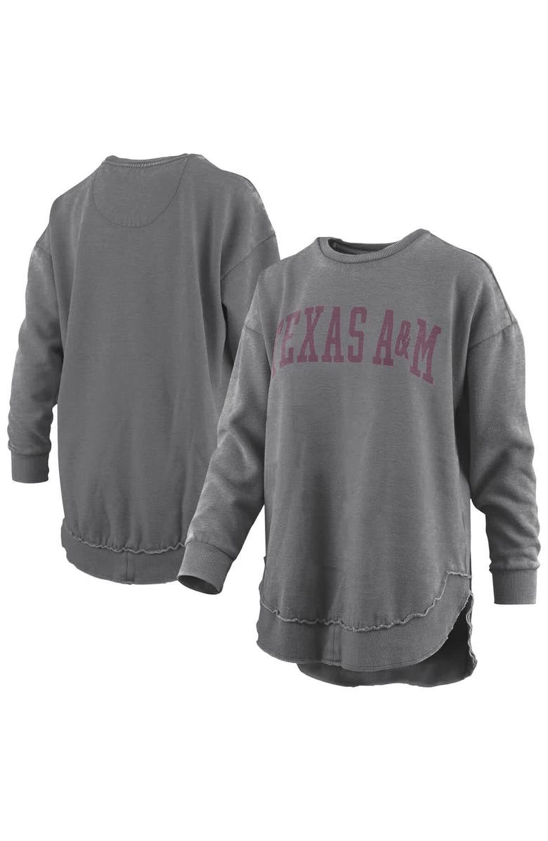 PRESSBOX Women's Pressbox Gray Texas A&M Aggies Vintage Wash Pullover Sweatshirt, Alternate, color, Gray