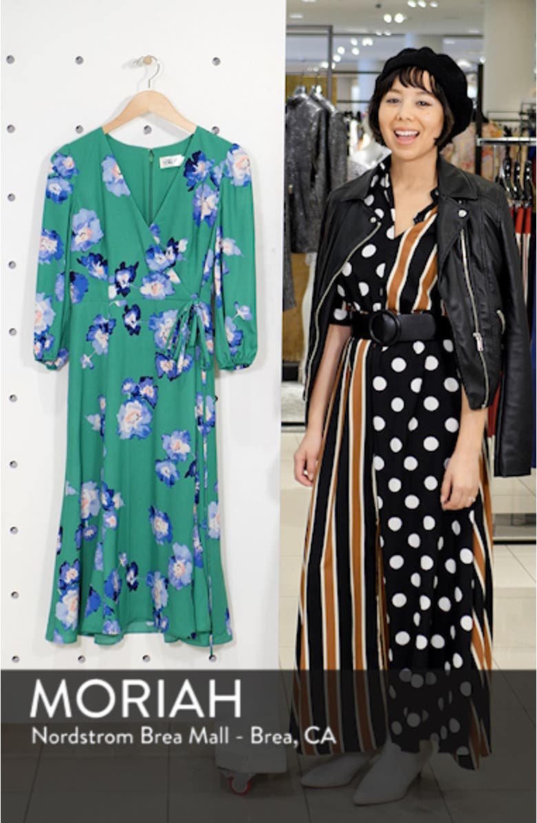 Blouson Sleeve Wrap Midi Dress, sales video thumbnail
