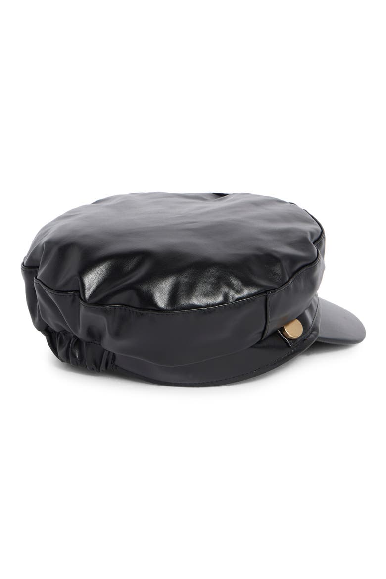 Faux Leather Conductor Hat, Alternate, color, BLACK
