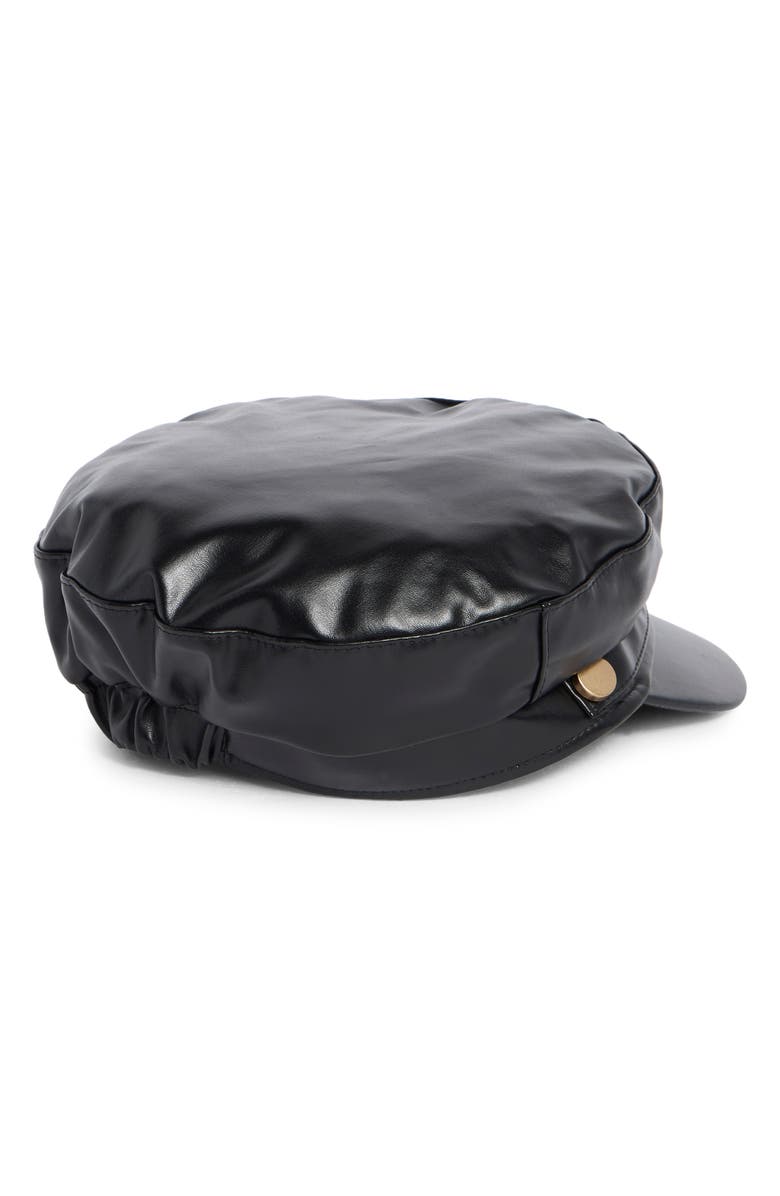 Vince Camuto Faux Leather Conductor Hat, Alternate, color, Black