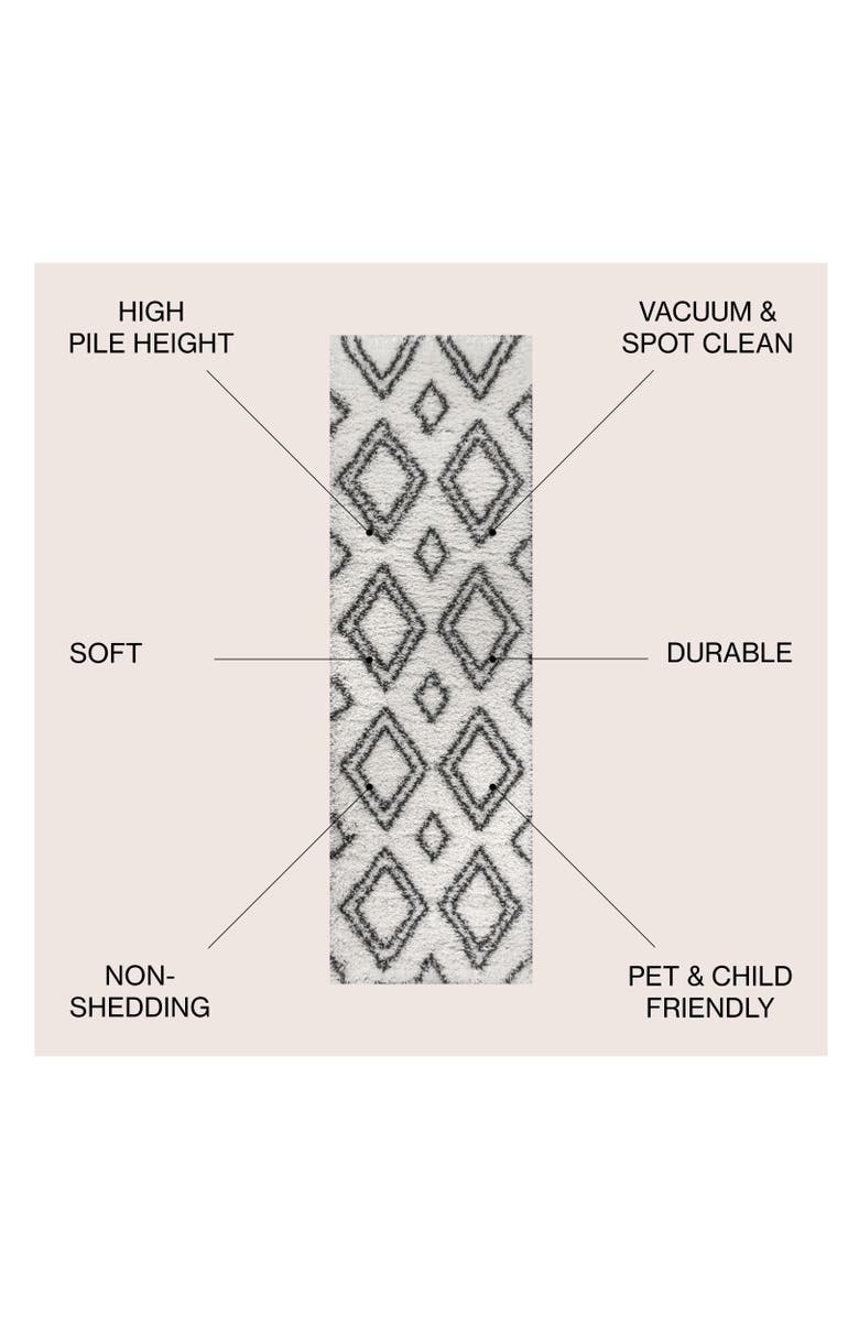 JONATHAN Y Beni Moroccan Style Diamond Shag Area Rug, Alternate, color, Ivory/Dark Gray