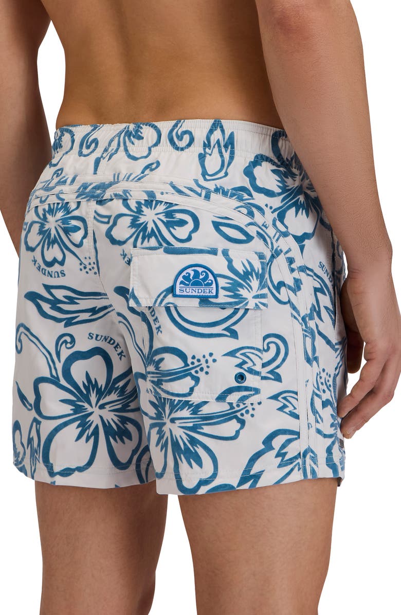 Sundek Print Swim Trunks, Alternate, color, Ghost