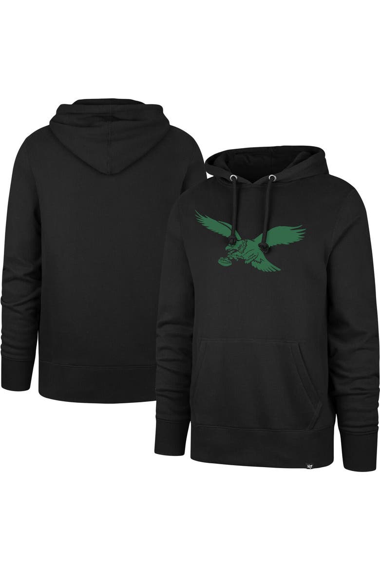 Men's '47 Black Philadelphia Eagles Gridiron Classics Imprint Headline Pullover Hoodie, Main, color, Black