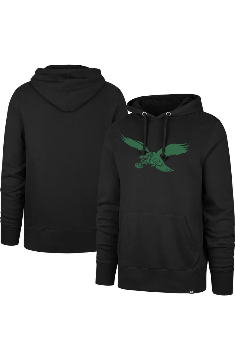 '47 Men's '47 Black Philadelphia Eagles Gridiron Classics Imprint Headline Pullover Hoodie, Main, color, 