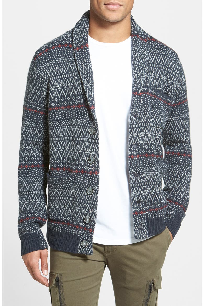 'Anchorage' Fair Isle Shawl Collar Cardigan, Main, color, NYPD BLUE