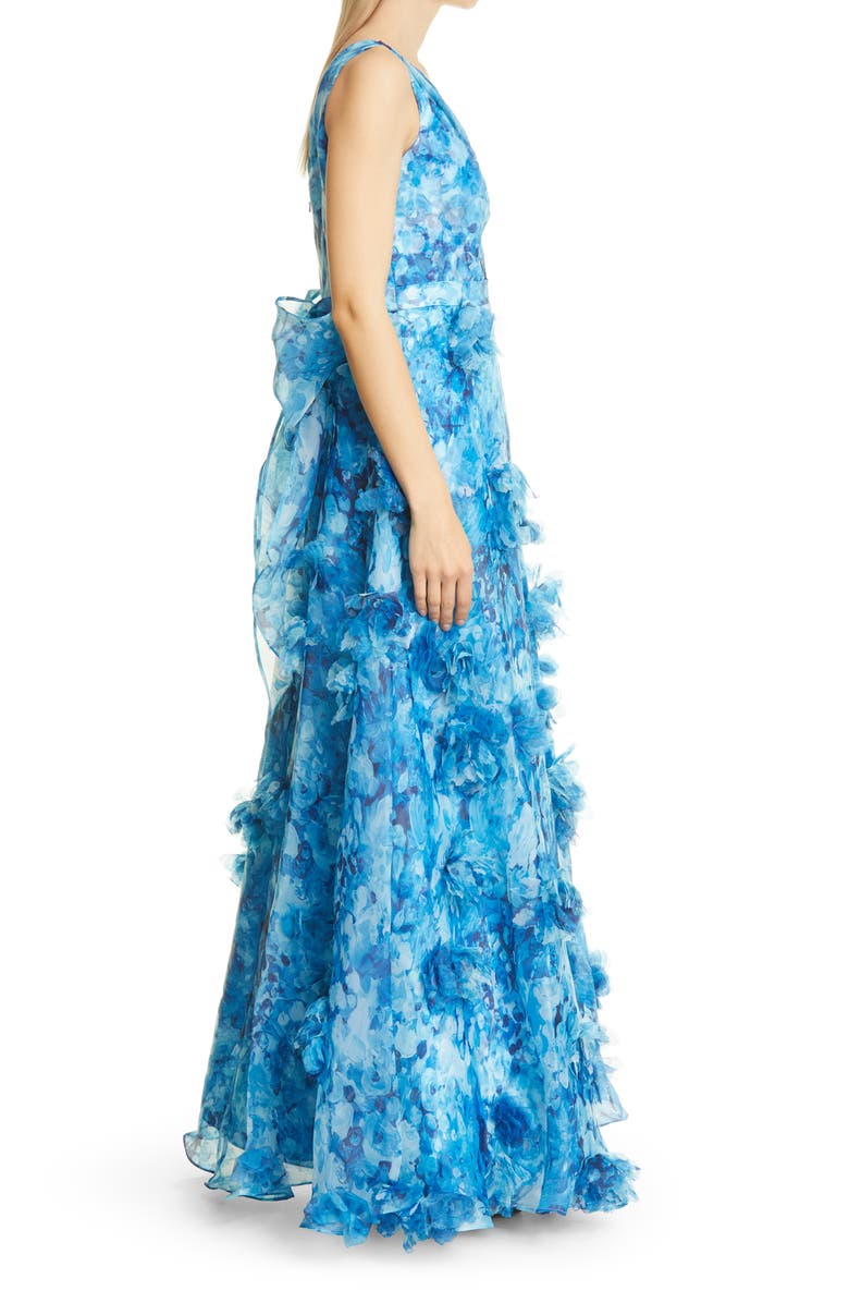 Marchesa Notte Pleated Tiered Organza Gown, Alternate, color,