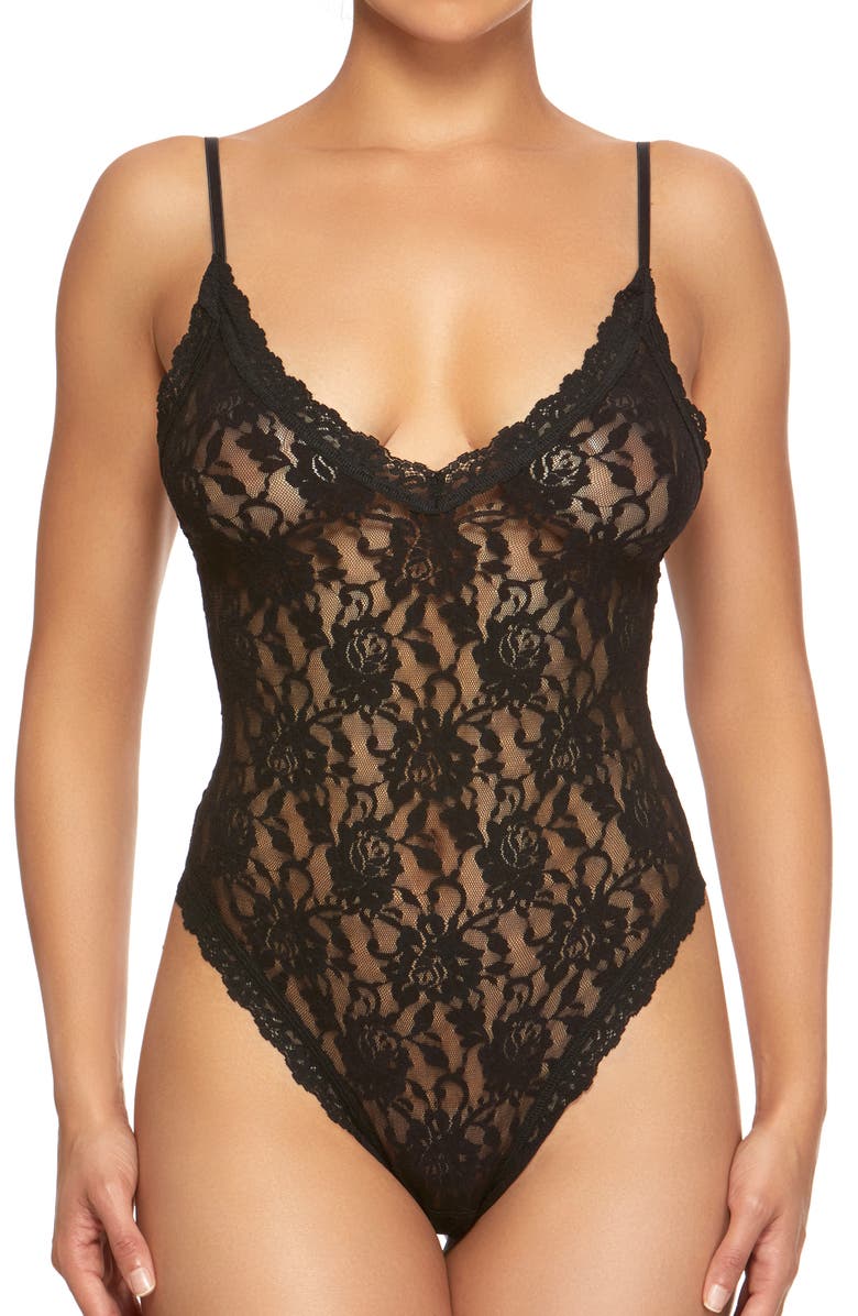 Hanky Panky Signature Lace Thong Bodysuit, Main, color, Black