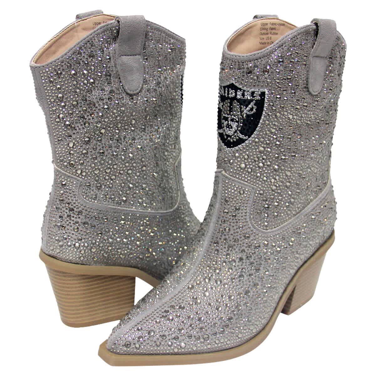 CUCE Women's Cuce  Silver Las Vegas Raiders Crystal Ankle Boots, Main, color, 