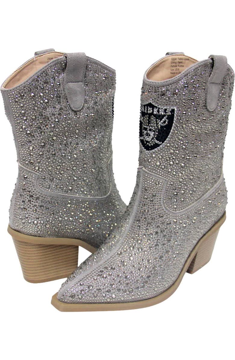 CUCE Women's Cuce Silver Las Vegas Raiders Crystal Ankle Boots, Main, color,