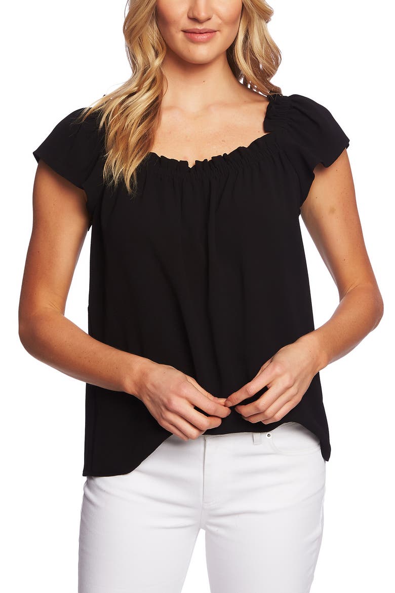 Square Neck Blouse, Main, color, RICH BLACK