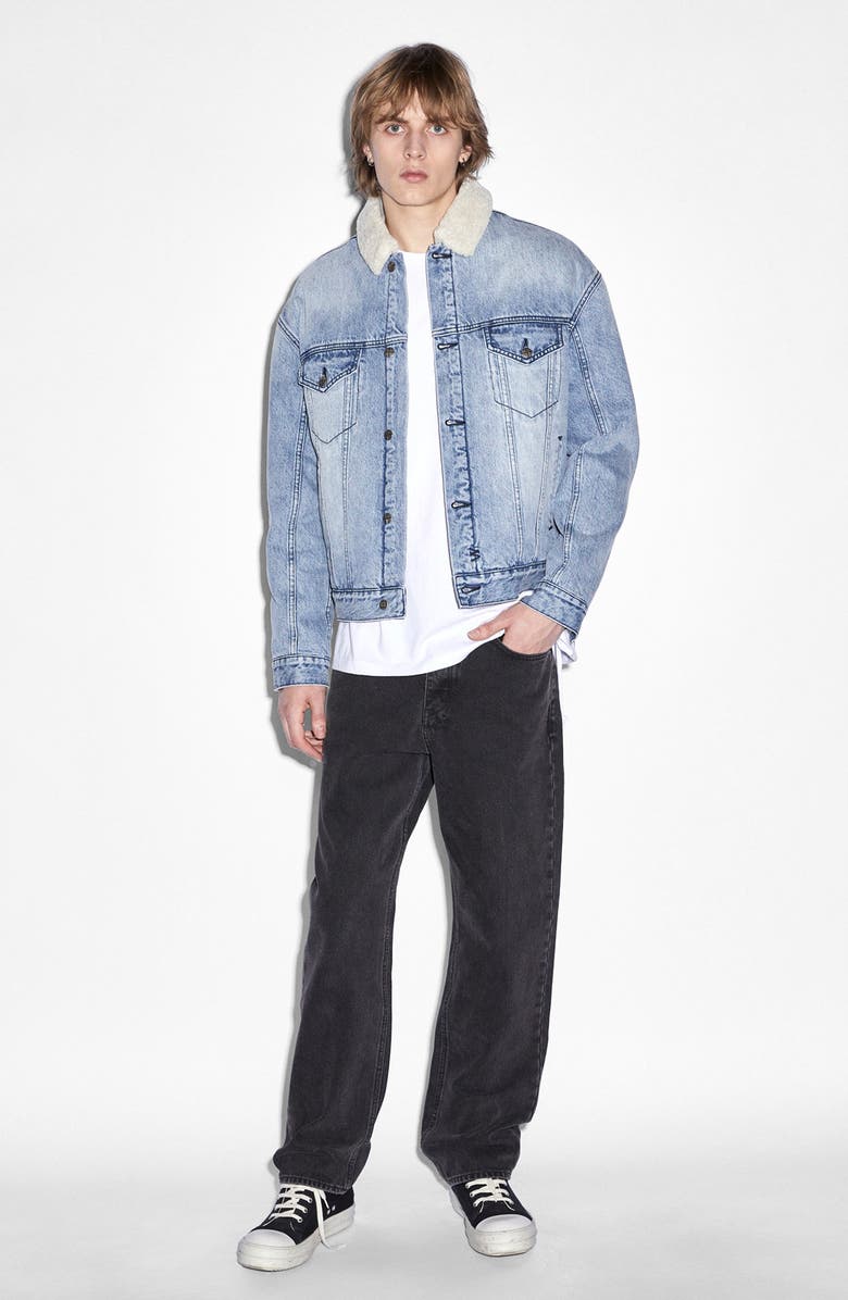 Ksubi Oh G Faux Shearling Collar Denim Jacket, Alternate, color, 