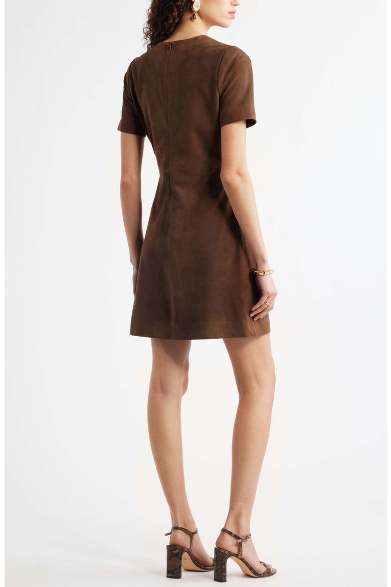 Sculpted Suede Minidress, Alternate, color, BROWN DRUM