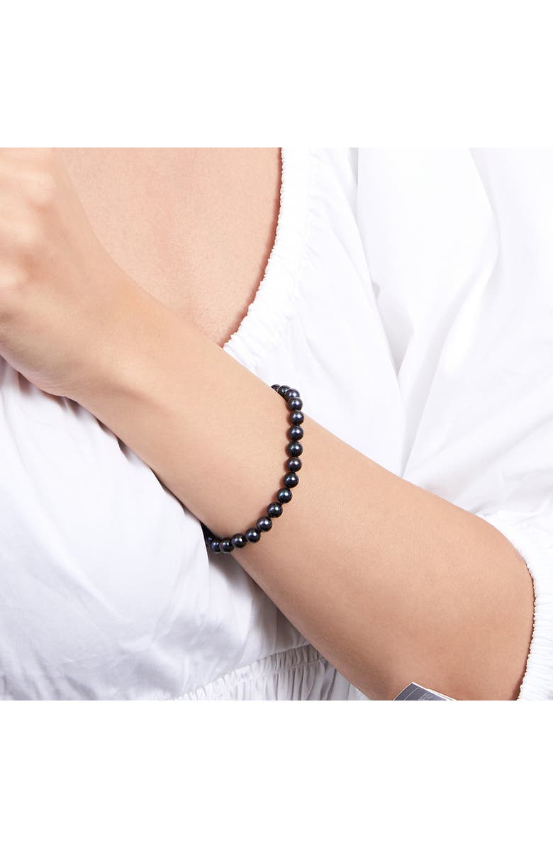 The Pearl Source Akoya Pearl Bracelet 5.5-6mm, Alternate, color, Black Pearl - Finesse Clasp