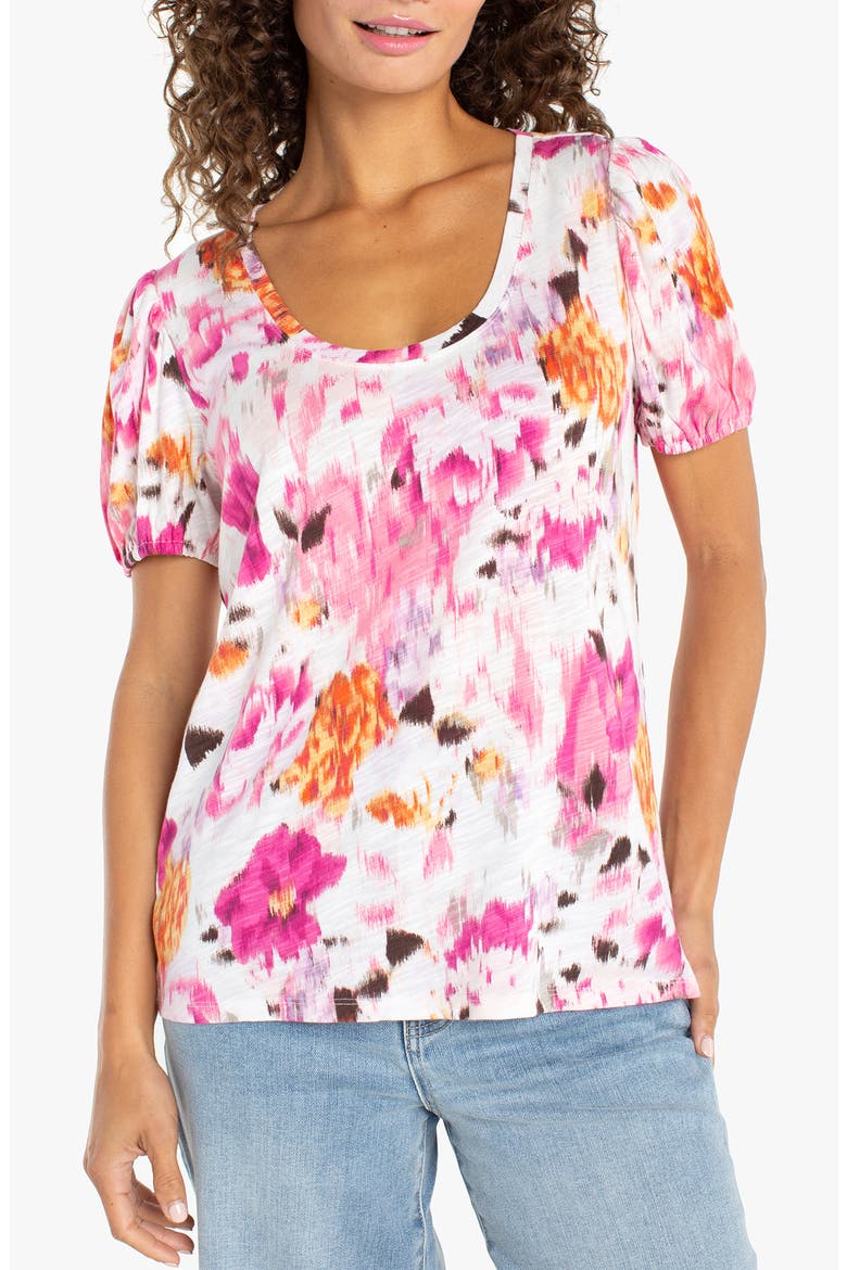 Print Puff Sleeve Top, Main, color, PINK MULTI FLRL