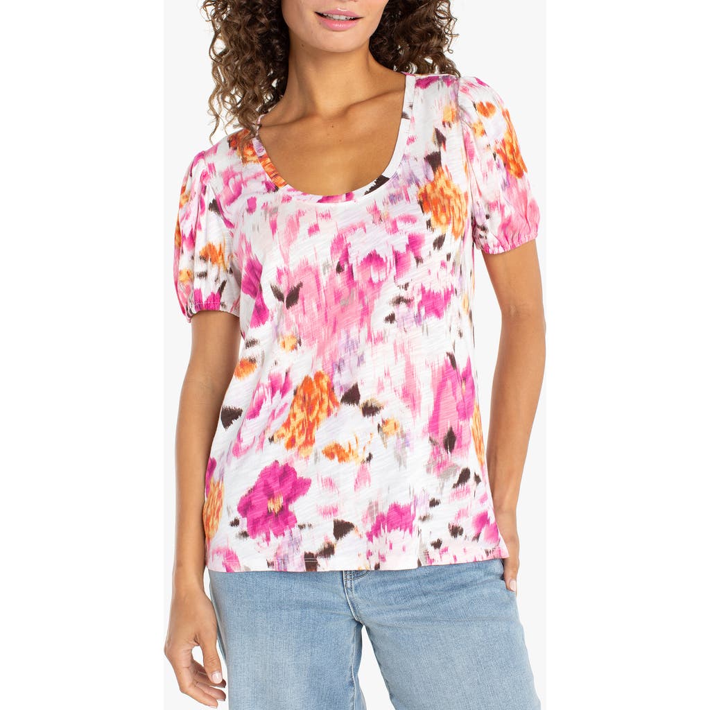 Liverpool Los Angeles Print Puff Sleeve Top in Pink Multi Flrl at Nordstrom, Size Small