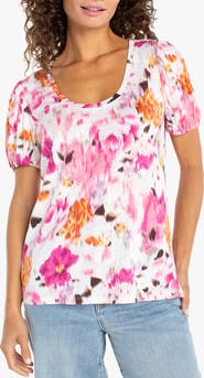 Liverpool Los Angeles Print Puff Sleeve Top