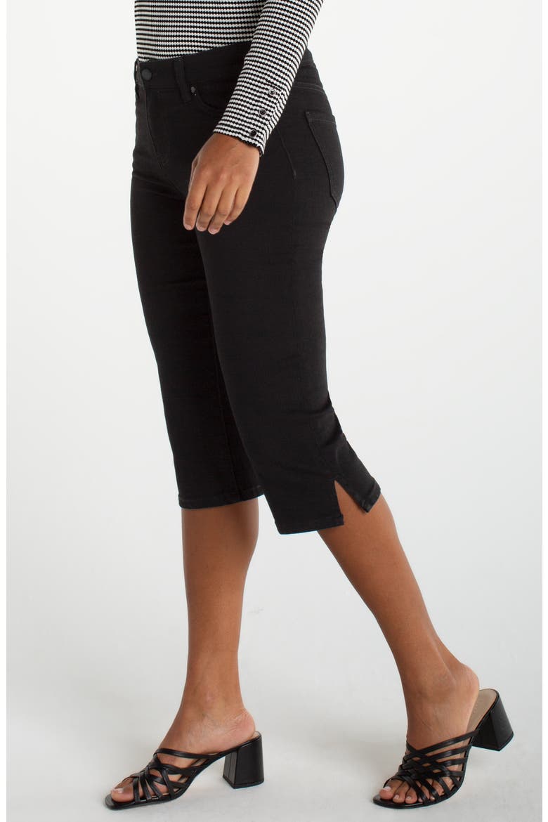 Slit Hem Denim Capris, Alternate, color, BLACK RINSE