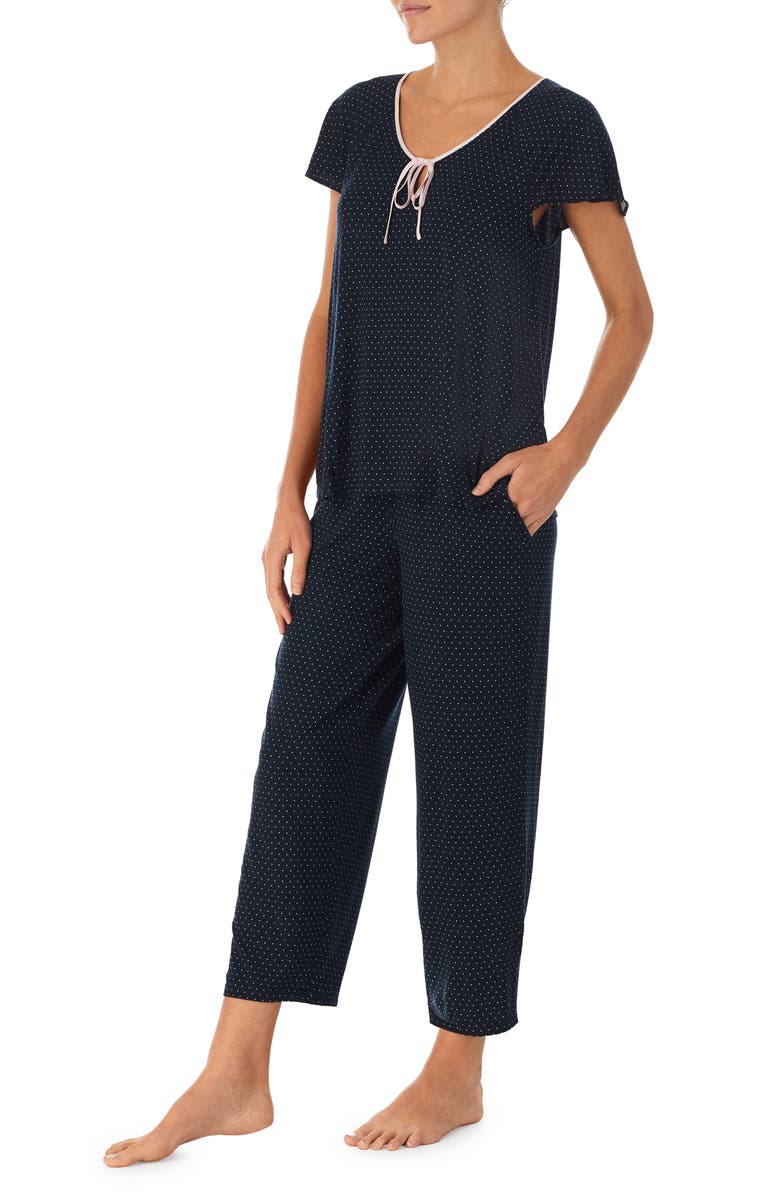 Kate Spade New York print crop pajamas, Alternate, color, 