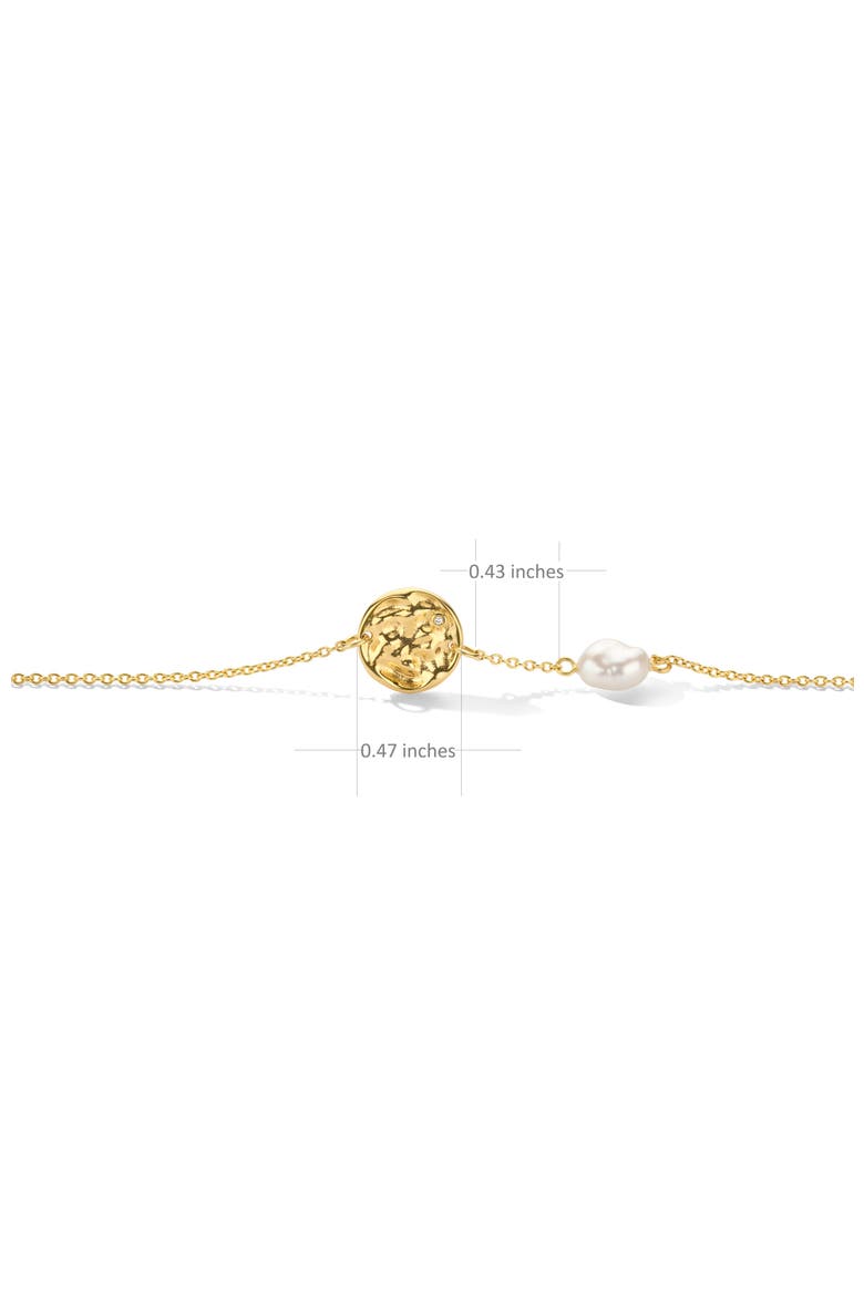 Coco Diamond Bracelet |  2 natural diamonds - 1 freshwater pearl | 925 Sterling Silver | Bracelet on Chain | 6.1 - 6.5 - 6.9 in | Yellow 18k-Gold Plated, Alternate, color, Yellow 18k Gold Plated