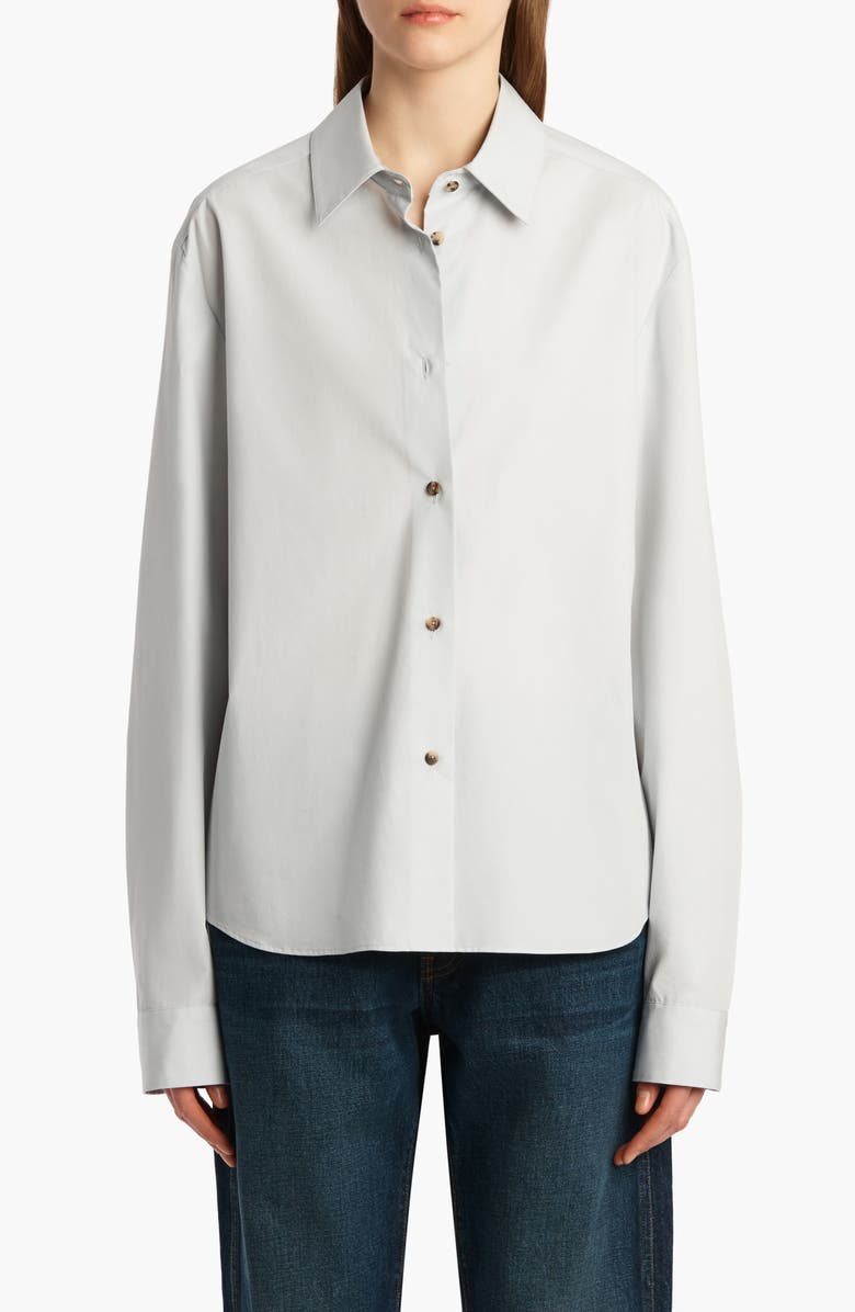 Khaite Argo Cotton Poplin Button-Up Shirt, Main, color, Ice Blue