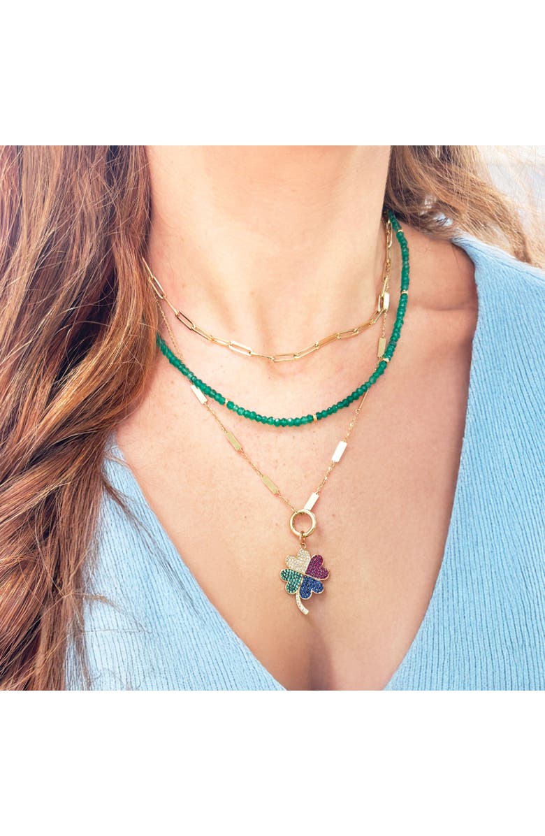 The Lovery Fine Jewelry Green Onyx Bead Necklace, Alternate, color,