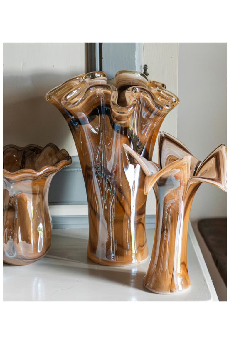 Onda Small Glass Vase, Alternate, color, BROWN