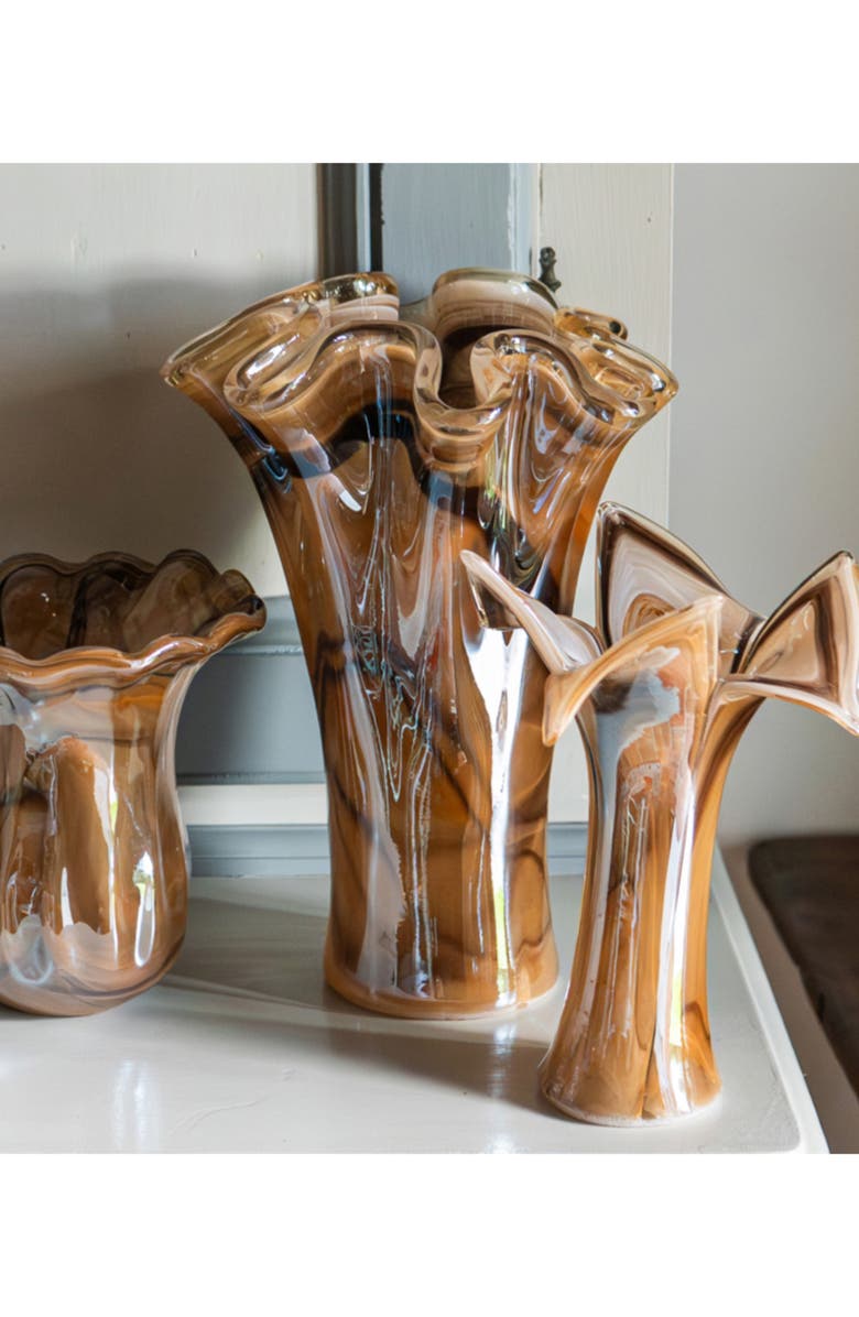 VIETRI Onda Small Glass Vase, Alternate, color, Brown