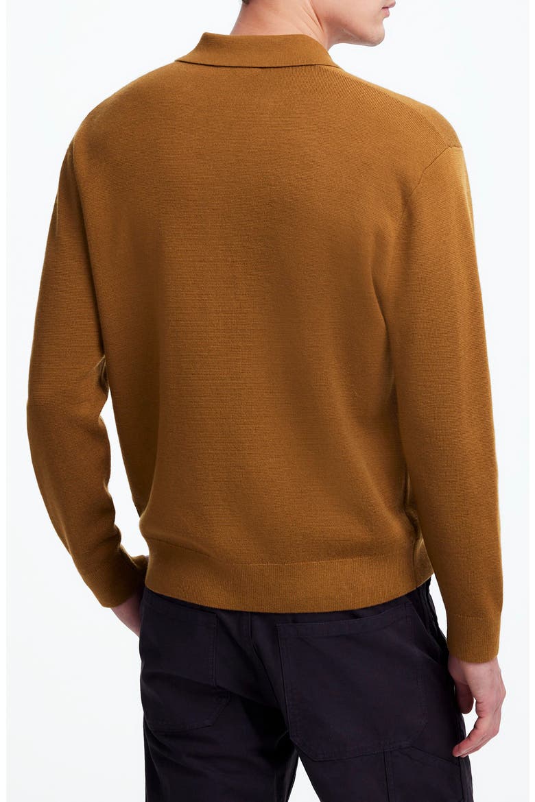 Three-Button Merino Wool Polo Sweater, Alternate, color, RICH CAMEL