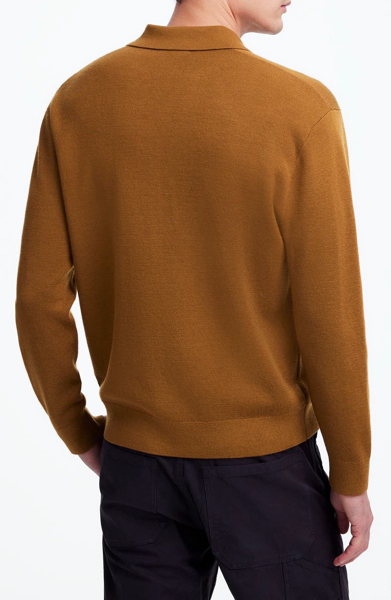 Madewell Three-Button Merino Wool Polo Sweater, Alternate, color, Rich Camel