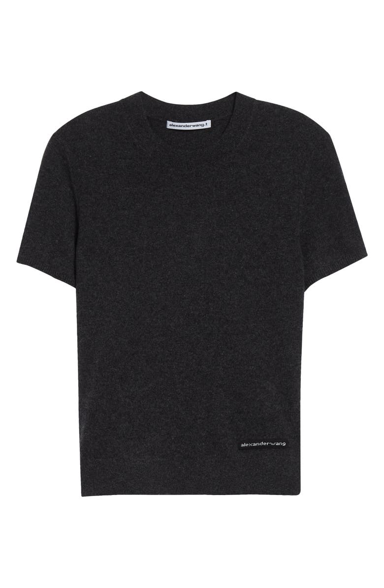 Alexander Wang Logo Wool Knit Top, Alternate, color, Charcoal